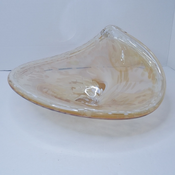 Murano Style Large Gorgeous Champagne and White Original Art Glass Bowl - Picture 7 of 15